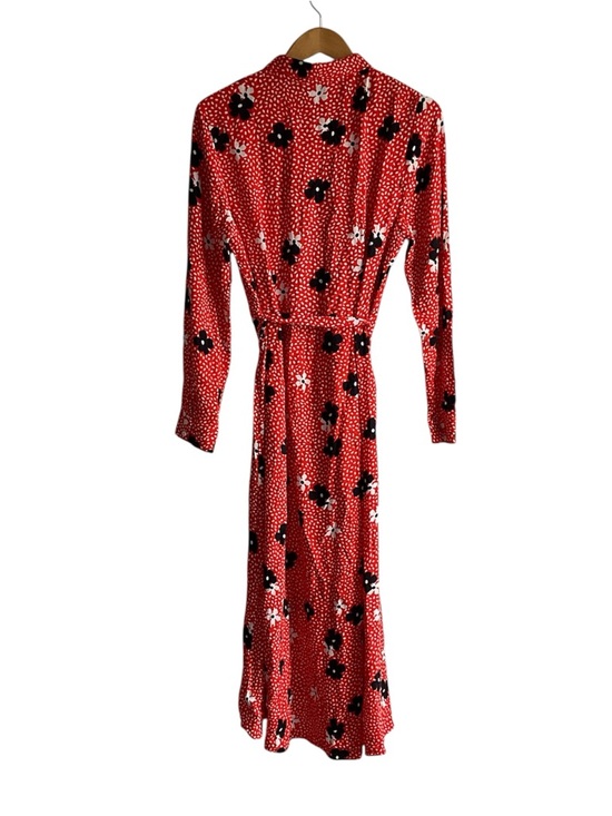 Whistles Confetti Floral Shirt Dress Red Orange Floral Long-Sleeve Midi Dress, 8 - Picture 5 of 14